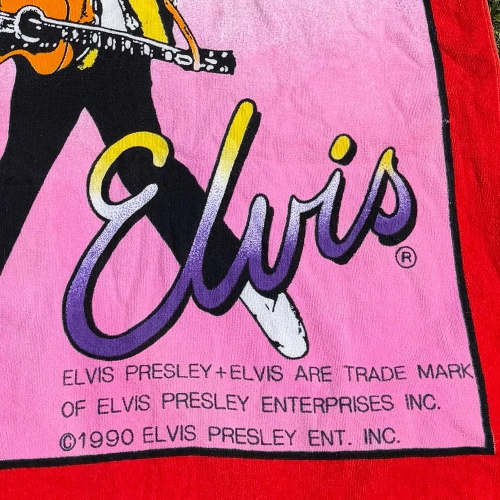 VTG Elvis Presley Beach Pool Towel Bright Colorful 90s Rock n Roll 29x59 FLAW